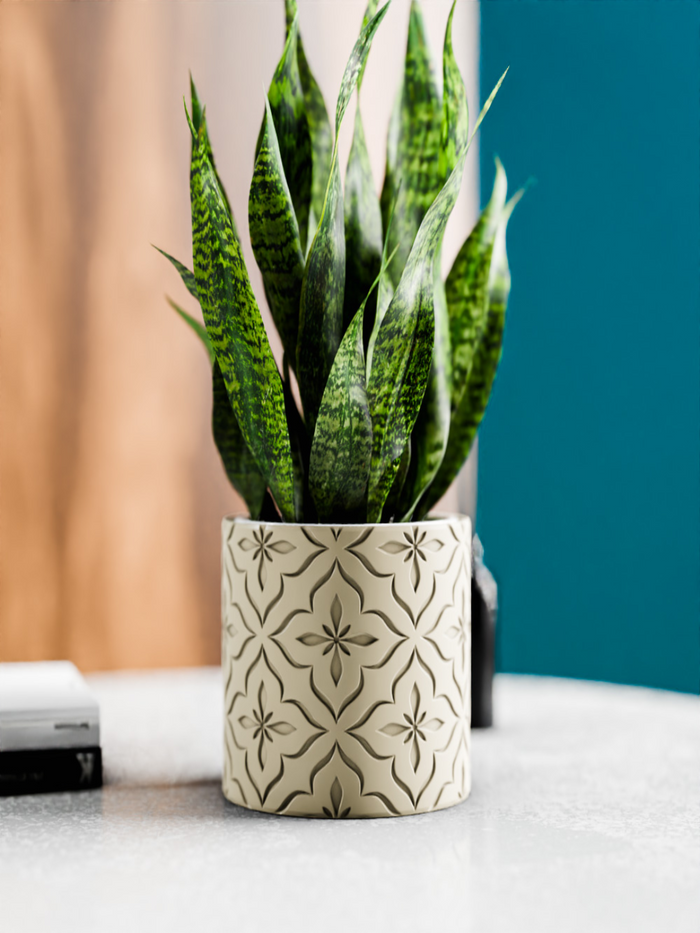 Ivory Floral Cachepot Planter