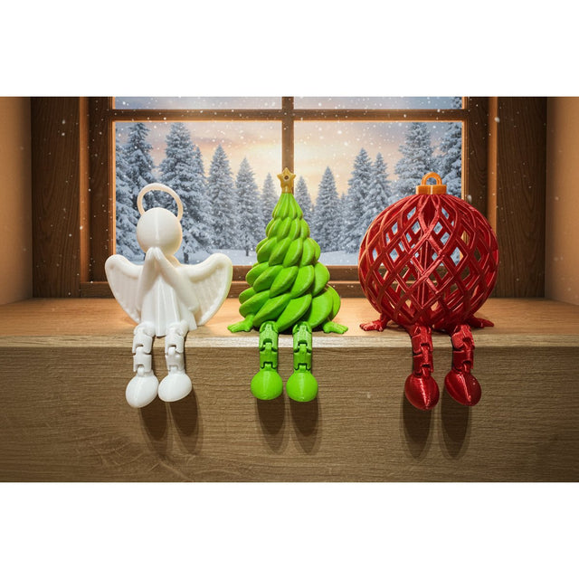 3D printed Christmas shelf sitter decoration set