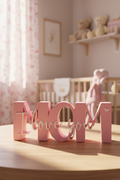 Pink 3D printed I love you Mom table decor