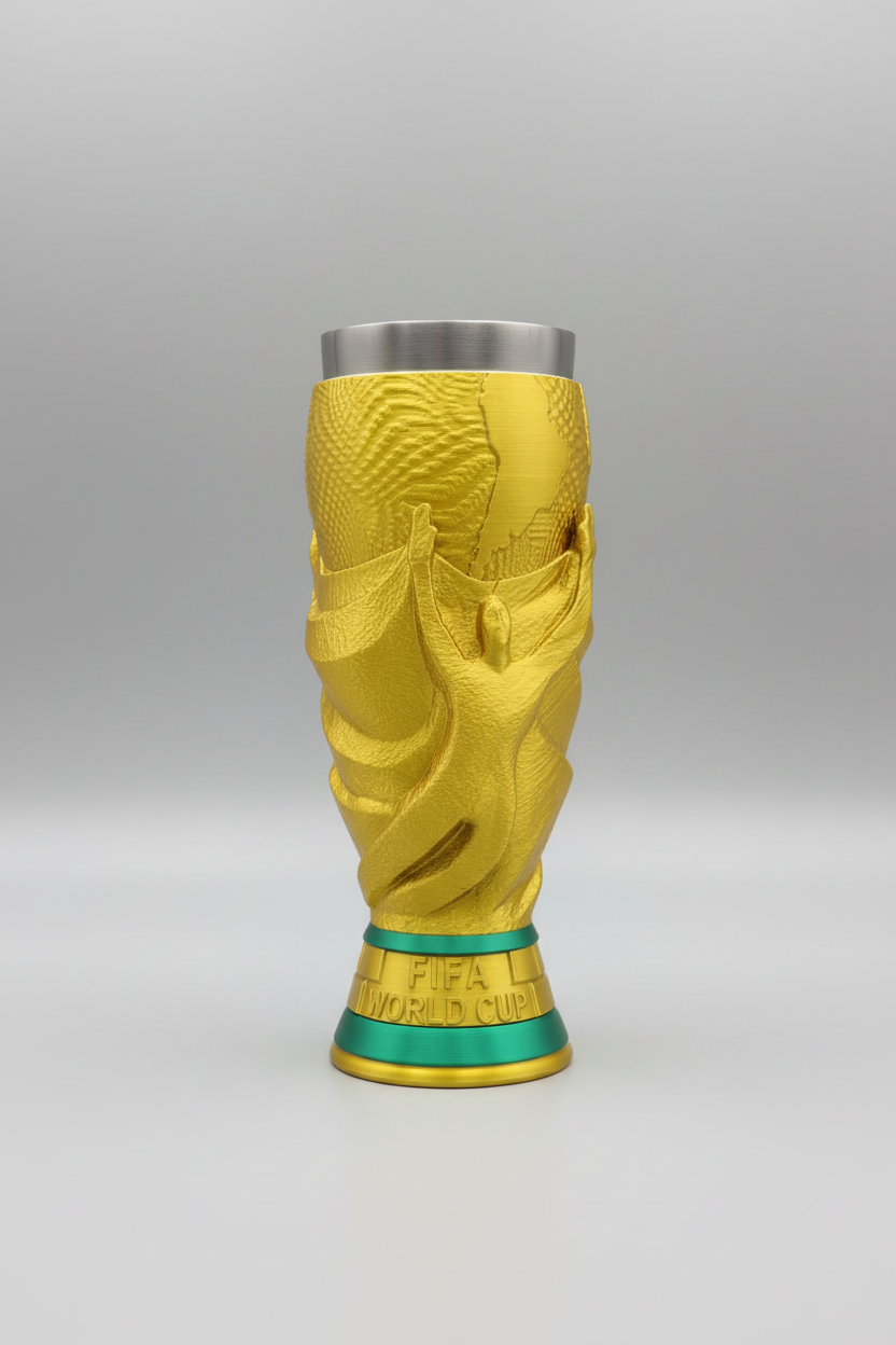 World Cup trophy tumbler holder 3D printed product full view